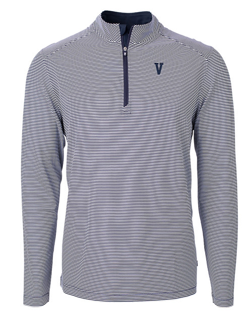Villanova Wildcats College Vault Cutter & Buck Virtue Eco Pique Micro Stripe Recycled Mens Quarter Zip