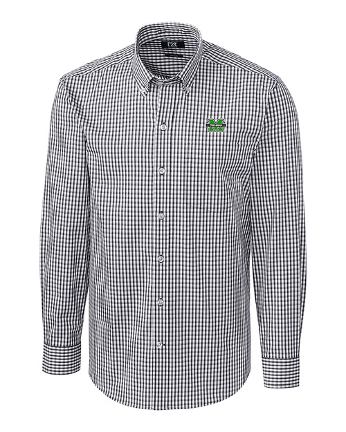 Marshall Thundering Herd Cutter & Buck Easy Care Stretch Gingham Mens Long Sleeve Dress Shirt