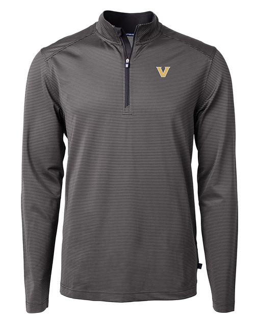 Vanderbilt Commodores Cutter & Buck Virtue Eco Pique Micro Stripe Recycled Mens Quarter Zip