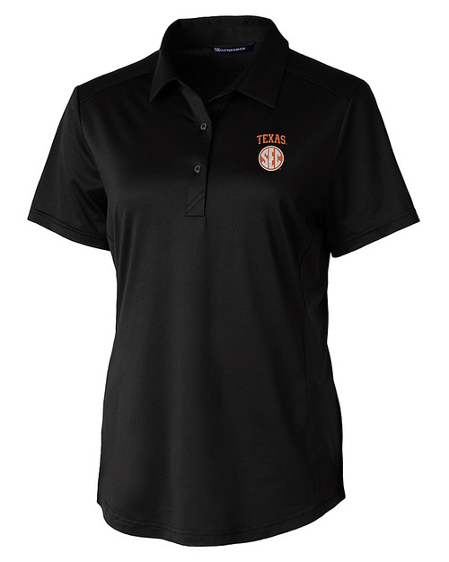 Texas Longhorns SEC Cutter & Buck Prospect Eco Textured Stretch Recycled Womens Short Sleeve Polo