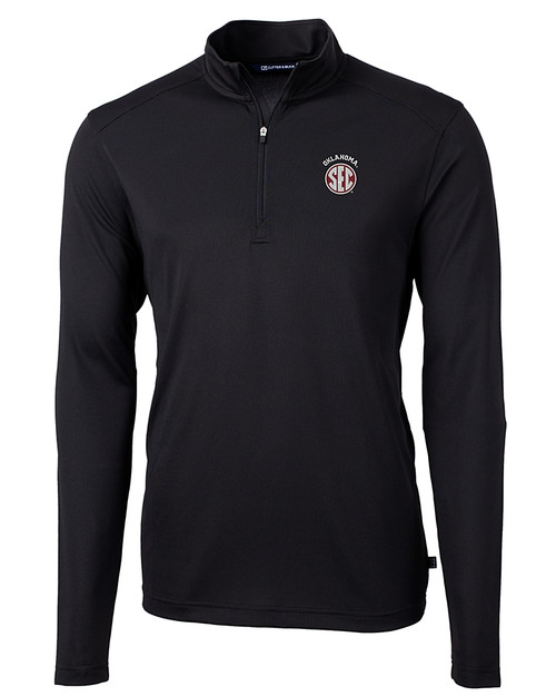 Oklahoma Sooners SEC Cutter & Buck Virtue Eco Pique Recycled Quarter Zip Mens Big & Tall Pullover