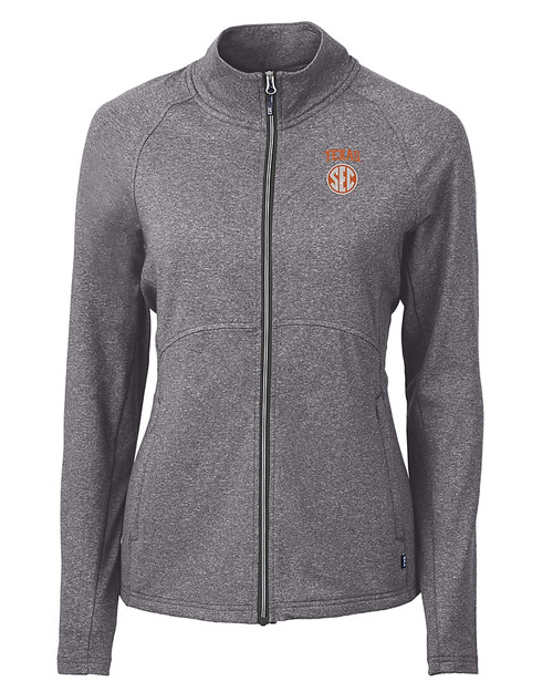 Texas Longhorns SEC Cutter & Buck Adapt Eco Knit Heather Recycled Womens Full Zip