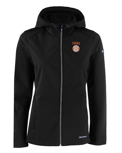 Texas Longhorns SEC Cutter & Buck Evoke Softshell Recycled Full Zip Womens Jacket