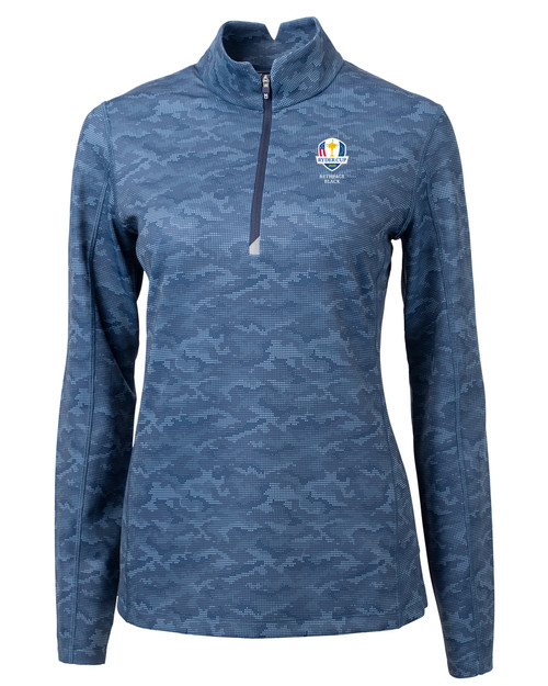 2025 Ryder Cup Cutter & Buck Traverse Stretch Eco Camo Print Quarter Zip Womens Pullover