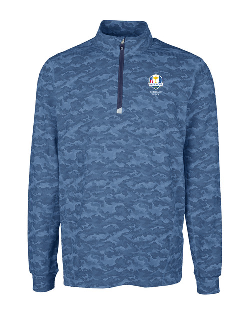 2025 Ryder Cup Cutter & Buck Traverse Stretch Eco Camo Print Quarter Zip Mens Big and Tall Pullover