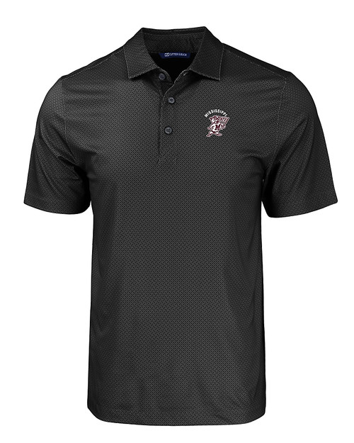 Mississippi State Bulldogs Vintage Cutter & Buck Pike Eco Tonal Geo Print Stretch Recycled Mens Big & Tall Polo