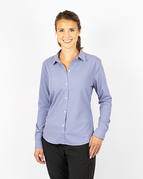 Lids New York Yankees Cutter & Buck Women's Americana Logo Oxford Stretch  Long Sleeve Button-Up Shirt - Light Blue