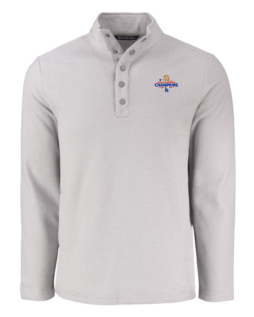 Los Angeles Dodgers 2024 World Series Champions Cutter & Buck Hunts Point Eco Textured Fleece Recycled Mens Snap Pullover