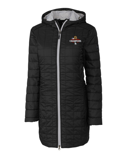 Los Angeles Dodgers 2024 World Series Champions Cutter & Buck Rainier PrimaLoft®  Womens Eco Insulated Hooded Long Coat