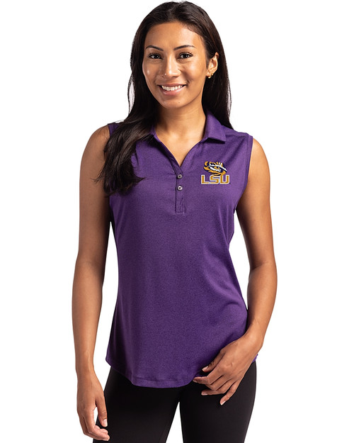 LSU Tigers Cutter & Buck Forge Eco Stretch Recycled Womens Sleeveless Polo