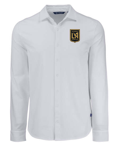 LAFC Cutter & Buck Advantage Tri-Blend Eco Soft Pique Long Sleeve Knitted Mens Button Up