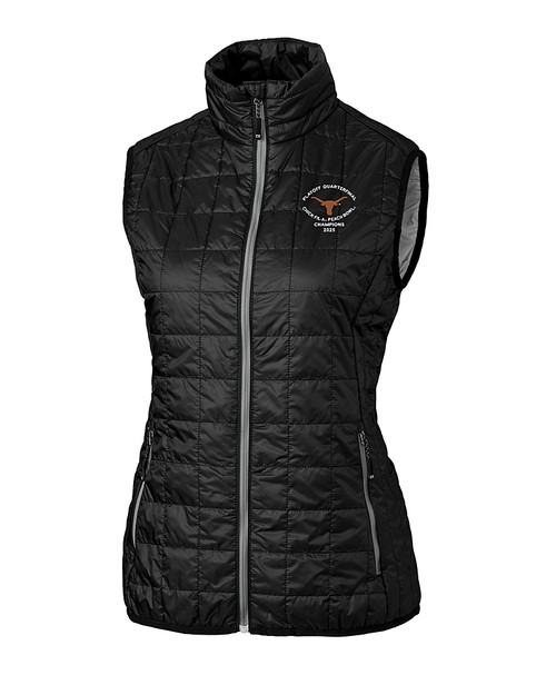 Texas Longhorns College Football Playoff 2025 Peach Bowl Champions Cutter & Buck Rainier PrimaLoft® Womens Eco Insulated Full Zip Puffer Vest