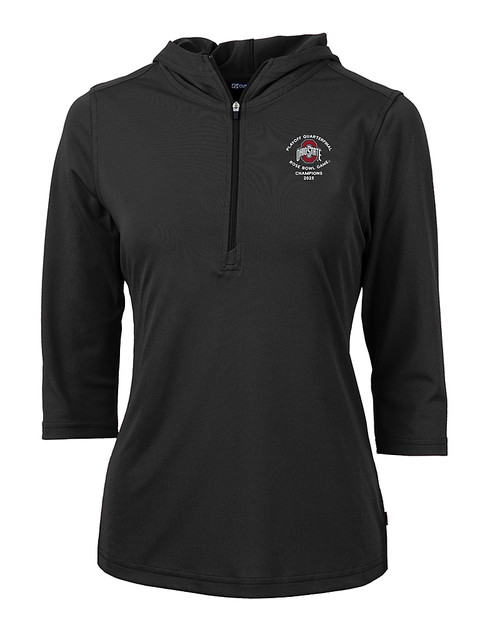 Ohio State Buckeyes College Football Playoff 2025 Rose Bowl Champions Cutter & Buck Virtue Eco Pique Recycled Half Zip Pullover Womens Hoodie