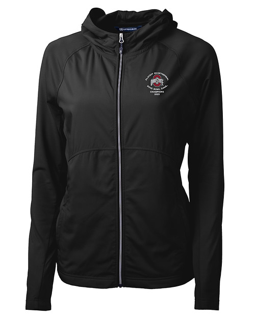 Ohio State Buckeyes College Football Playoff 2025 Rose Bowl Champions Cutter & Buck Adapt Eco Knit Hybrid Recycled Womens Full Zip Jacket
