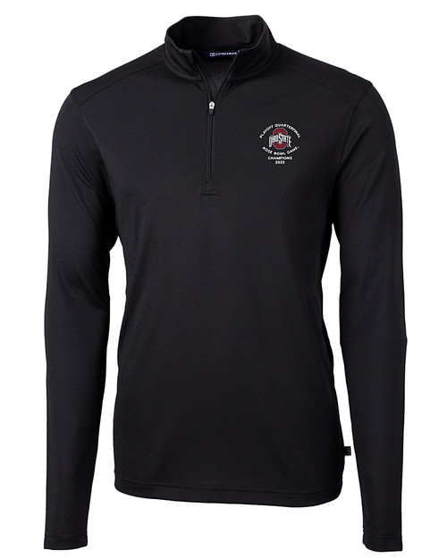 Ohio State Buckeyes College Football Playoff 2025 Rose Bowl Champions Cutter & Buck Virtue Eco Pique Recycled Quarter Zip Mens Big & Tall Pullover