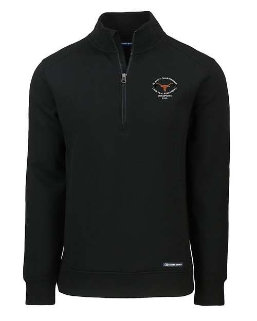 Texas Longhorns College Football Playoff 2025 Peach Bowl Champions Cutter & Buck Roam Eco Recycled Quarter Zip Mens Pullover