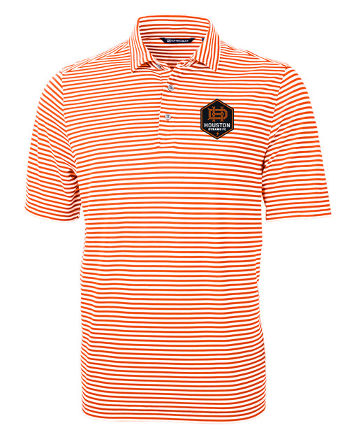 Houston Dynamo FC Cutter & Buck Virtue Eco Pique Stripe Recycled Mens Big and Tall Polo