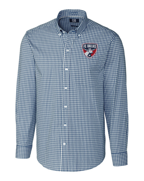FC Dallas Cutter & Buck Easy Care Stretch Gingham Mens Long Sleeve Dress Shirt