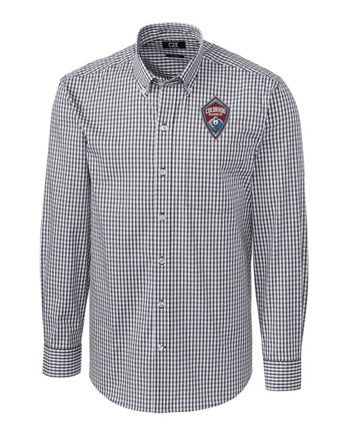 Colorado Rapids Cutter & Buck Easy Care Stretch Gingham Mens Long Sleeve Dress Shirt