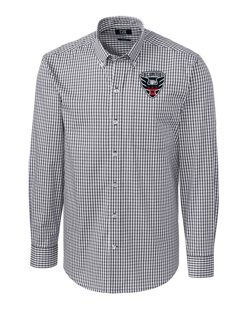 D.C. United Cutter & Buck Easy Care Stretch Gingham Mens Long Sleeve Dress Shirt