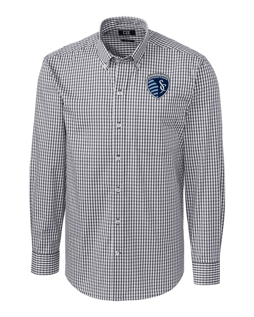 Sporting Kansas City Cutter & Buck Easy Care Stretch Gingham Mens Long Sleeve Dress Shirt