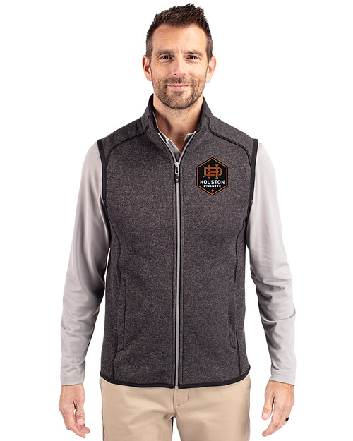 Houston Dynamo FC Cutter & Buck Mainsail Sweater-Knit Mens Big and Tall Full Zip Vest Houston Dynamo FC Cutter & Buck Mainsail Sweater-Knit Mens Big and Tall Full Zip Vest