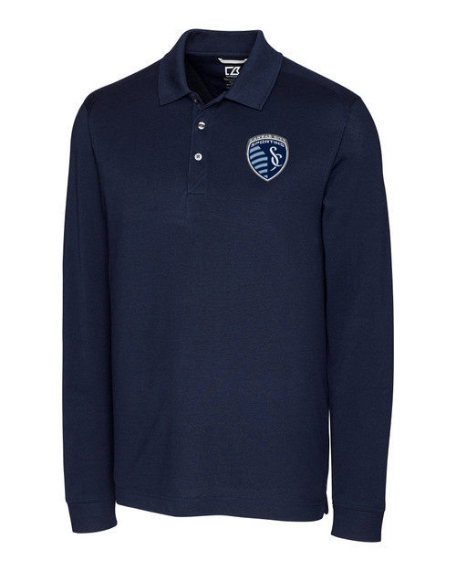 Sporting Kansas City Cutter & Buck Advantage Eco Tri-Blend Pique Mens Long Sleeve Polo