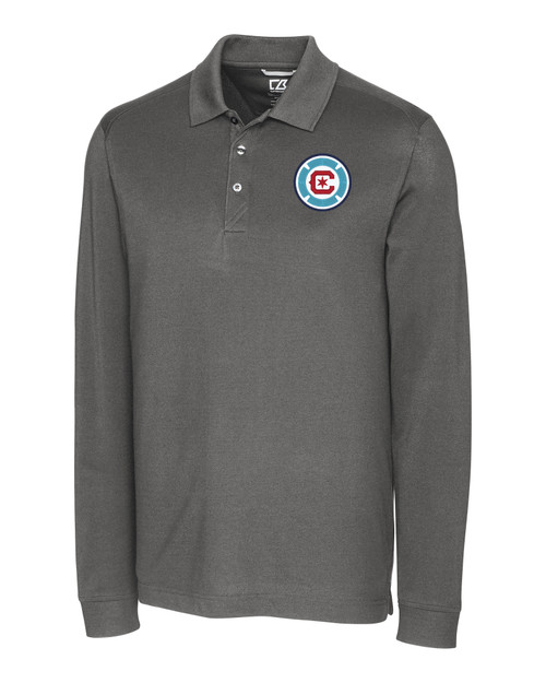 Chicago Fire FC Cutter & Buck Advantage Eco Tri-Blend Pique Mens Long Sleeve Polo