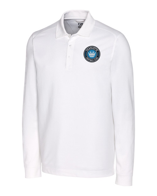 Charlotte FC Cutter & Buck Advantage Eco Tri-Blend Pique Mens Long Sleeve Polo