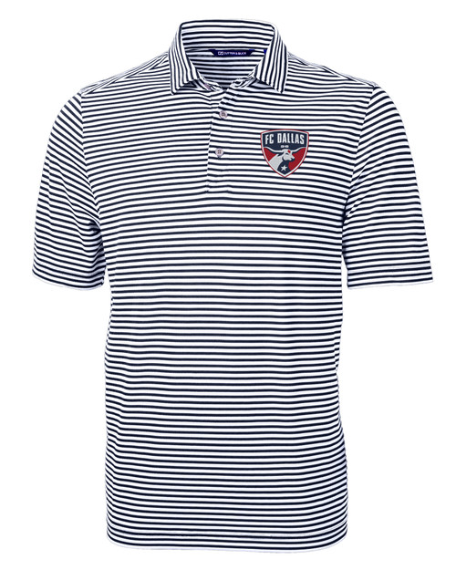 FC Dallas Cutter & Buck Virtue Eco Pique Stripe Recycled Mens Polo