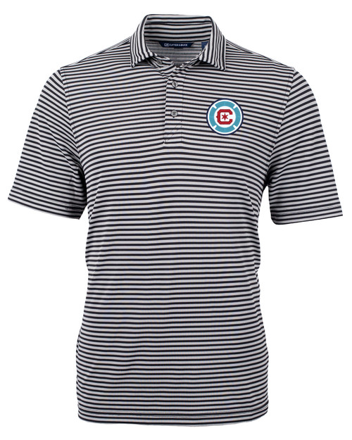 Chicago Fire FC Cutter & Buck Virtue Eco Pique Stripe Recycled Mens Polo