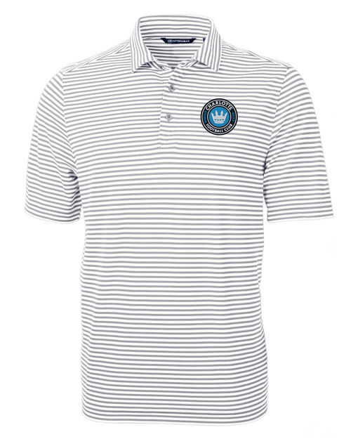 Charlotte FC Cutter & Buck Virtue Eco Pique Stripe Recycled Mens Polo