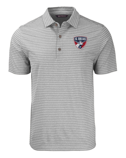 FC Dallas Cutter & Buck Forge Eco Heather Stripe Stretch Recycled Mens Polo