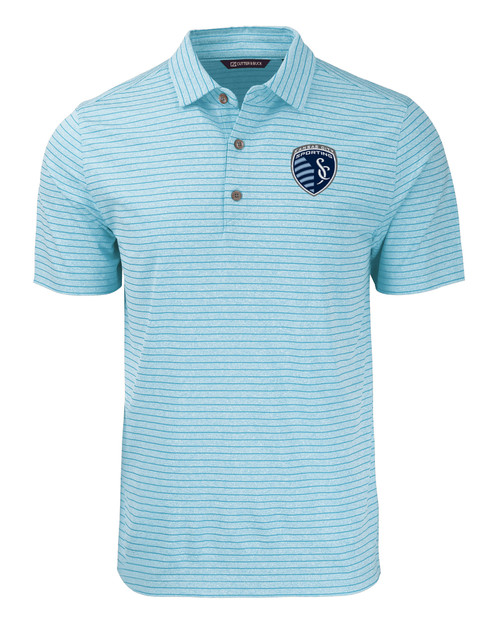 Sporting Kansas City Cutter & Buck Forge Eco Heather Stripe Stretch Recycled Mens Polo