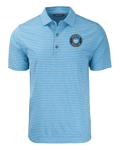 Charlotte FC Cutter & Buck Forge Eco Heather Stripe Stretch Recycled Mens Polo
