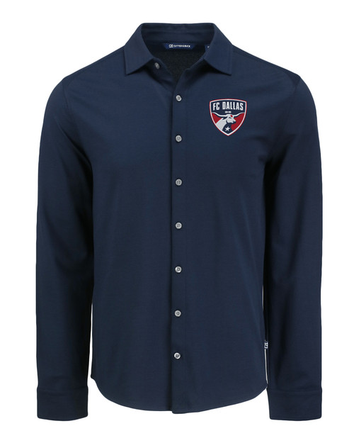 FC Dallas Cutter & Buck Advantage Tri-Blend Eco Soft Pique Long Sleeve Knitted Mens Button Up