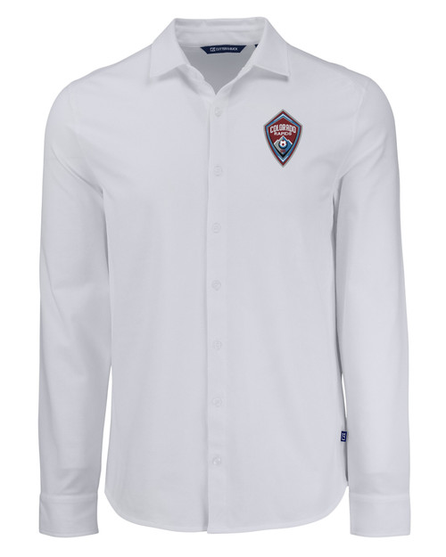 Colorado Rapids Cutter & Buck Advantage Tri-Blend Eco Soft Pique Long Sleeve Knitted Mens Button Up