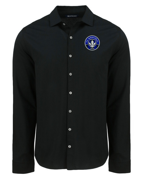 CF Montréal Cutter & Buck Advantage Tri-Blend Eco Soft Pique Long Sleeve Knitted Mens Button Up
