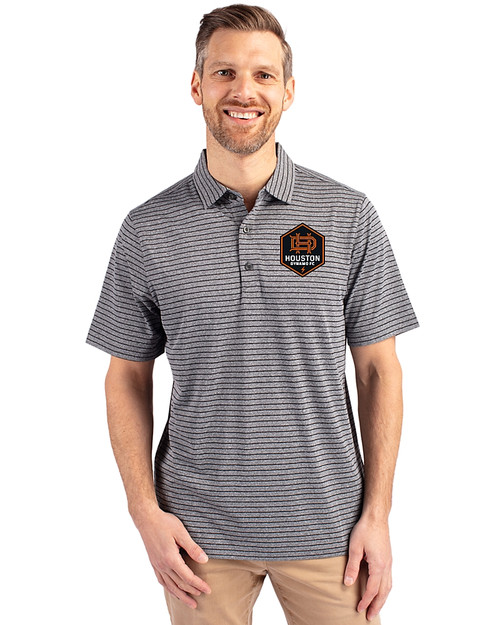 Houston Dynamo FC Cutter & Buck Forge Eco Heather Stripe Stretch Recycled Mens Big & Tall Polo Houston Dynamo FC Cutter & Buck Forge Eco Heather Stripe Stretch Recycled Mens Big & Tall Polo