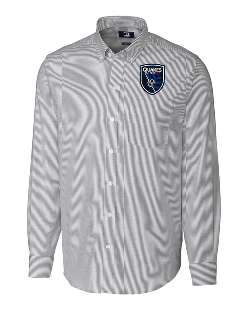 San Jose Earthquakes Cutter & Buck Stretch Oxford Stripe Mens Big and Tall Long Sleeve Dress Shirt