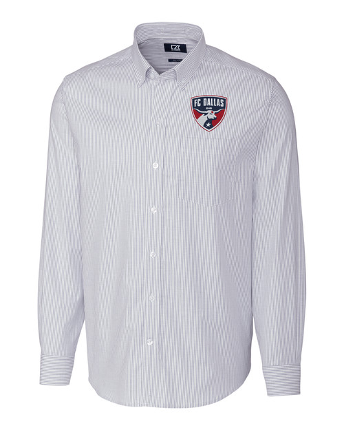 FC Dallas Cutter & Buck Stretch Oxford Stripe Mens Big and Tall Long Sleeve Dress Shirt