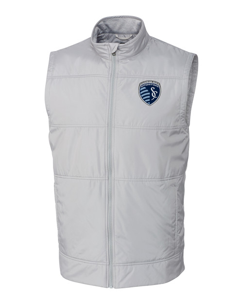 Sporting Kansas City Cutter & Buck Stealth Hybrid Quilted Mens Big and Tall Windbreaker Vest