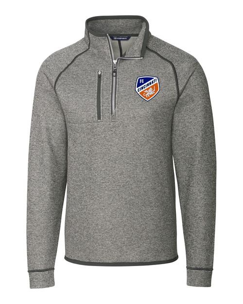 FC Cincinnati Cutter & Buck Mainsail Sweater-Knit Mens Big and Tall Half Zip Pullover Jacket