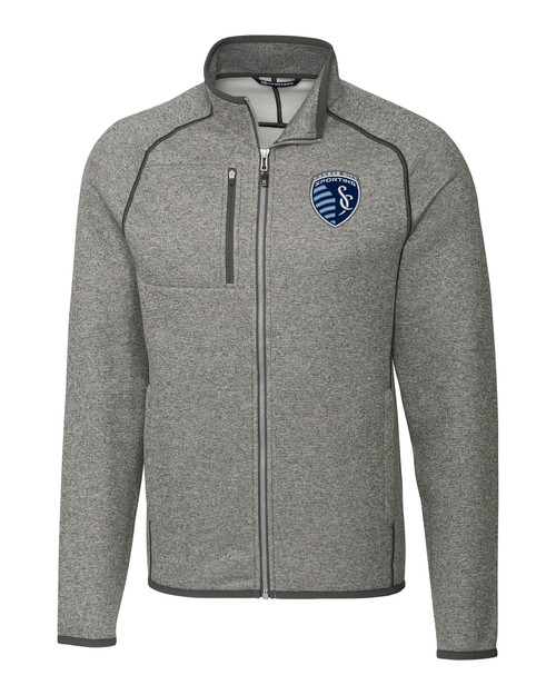 Sporting Kansas City Cutter & Buck Mainsail Sweater-Knit Mens Big and Tall Full Zip Jacket
