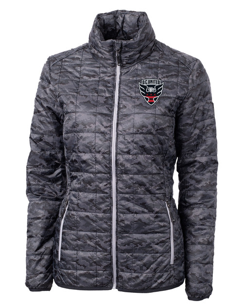 D.C. United Cutter & Buck Rainier PrimaLoft® Womens Eco Insulated Full Zip Printed Puffer Jacket
