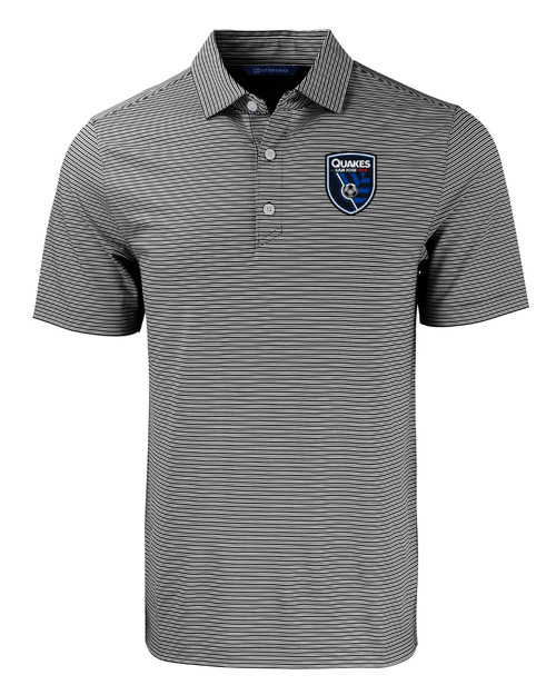 San Jose Earthquakes Cutter & Buck Forge Eco Double Stripe Stretch Recycled Mens Big &Tall Polo