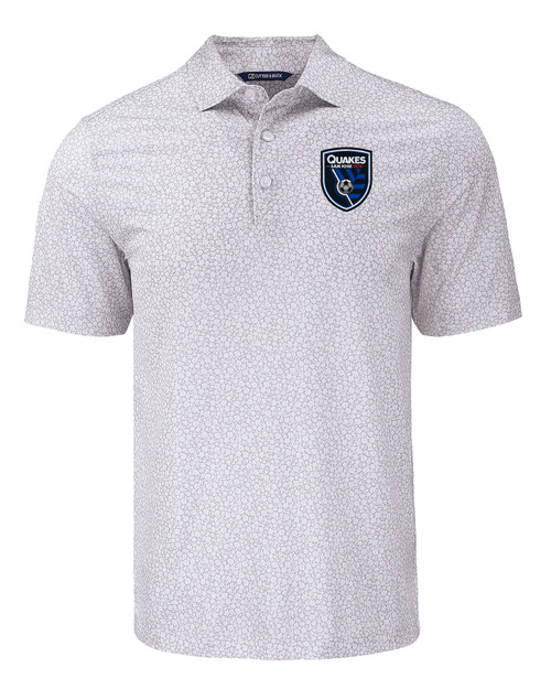 San Jose Earthquakes Cutter & Buck Pike Eco Flora Print Recycled Mens Big & Tall Polo