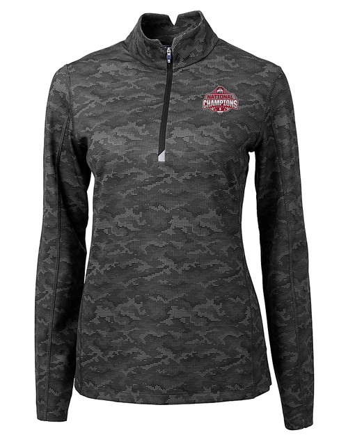 Ohio State Buckeyes 2024 CFP National Champions Cutter & Buck Traverse Stretch Eco Camo Print Quarter Zip Womens Pullover
