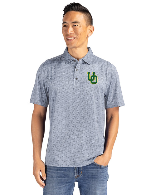 Oregon Ducks- Cutter & Buck Pike Eco Pebble Print Stretch Recycled Mens Polo