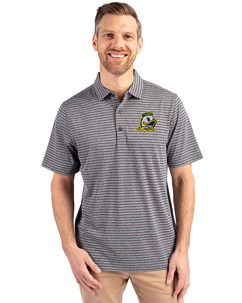Oregon Ducks Cutter & Buck Forge Eco Heather Stripe Stretch Recycled Mens Polo